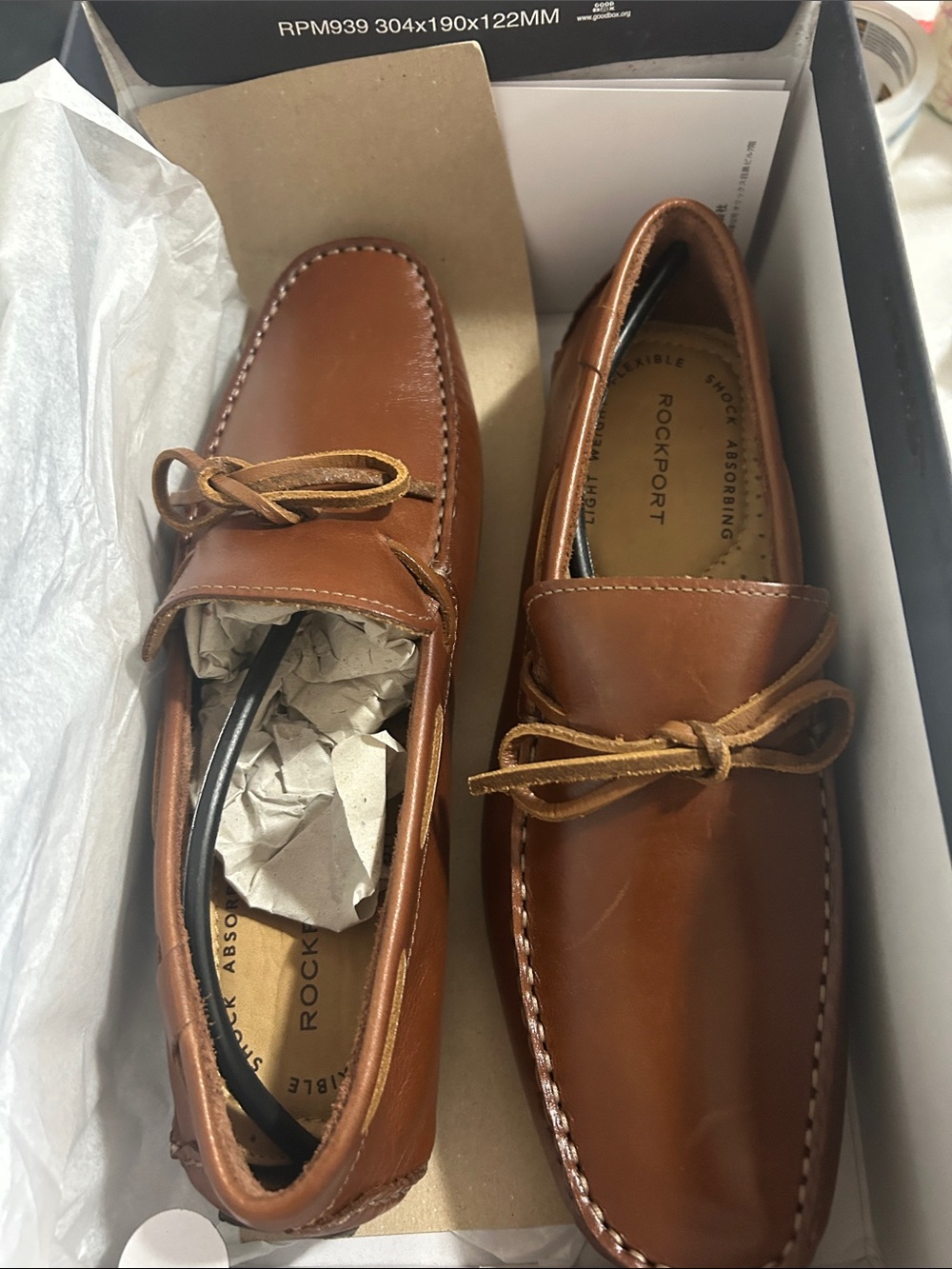 Rockport Brown Leather Moc Toe Slip-On Loafers